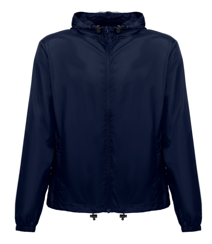 Casaco corta-vento leve unissexo com capuz forrado