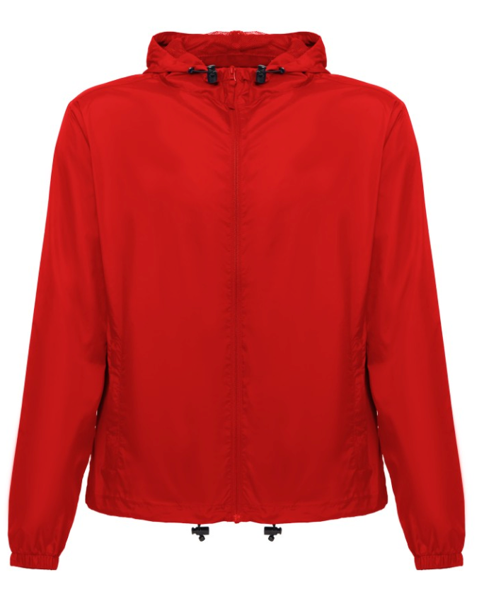 Casaco corta-vento leve unissexo com capuz forrado